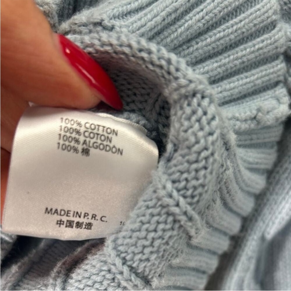John Galt Brandy Melville Light Blue Cable Knit Cropped sweater - Picture 5 of 7